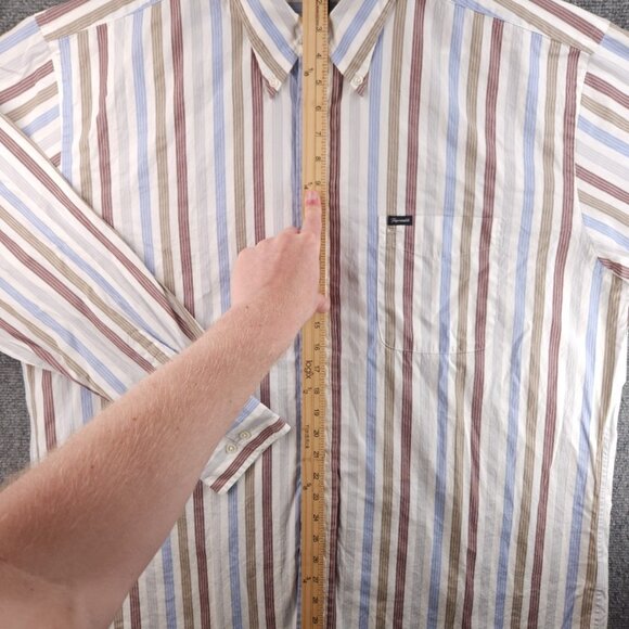 Faconnable Striped Colorful Button-Down 2XL Cotton Long Sleeve Shirt Pocket Mens - Picture 11 of 16